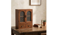 Wooden Desktop Display Cabinet Space-Saving Tabletop Display Cabinet Vintage-Style Organizer Antique-Inspired for Homeowners, Collectors