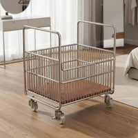 Rolling Laundry Basket Silver-Toned Wire Laundry Basket Ventilated Design