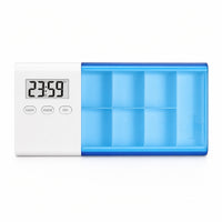 7-Compartment Medication Box with Electronic Reminder Portable Weekly Medication Organizer with Alarm Compact Medicine Dispenser Digital for Seniors, Caregivers, Travel, Bedside