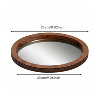 Mirror Tray Sturdy Round Wooden Tray for Dining Table
