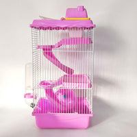 Castle Hamster Cage and Multi-Level Hamster Habitat, Three-Layer Modern Style Dwarf Animal Travel Carrier Habitat with a Solid Foundation