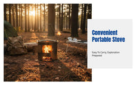 Outdoor Wood Burning Stove, Portable Cast Iron Charcoal Burner, Manual for Camping & Home