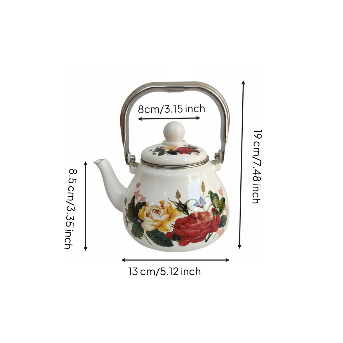 Enamel Tea Kettle Built-in Filter Floral Tea Kettle