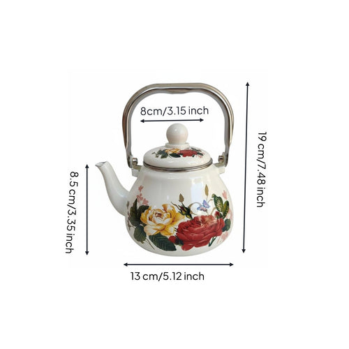 Enamel Tea Kettle Built-in Filter Floral Tea Kettle