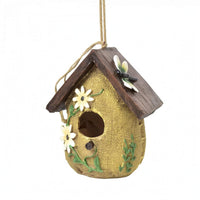 Hanging Birdhouse Ornament Raised Floral Resin Birdhouse Accents