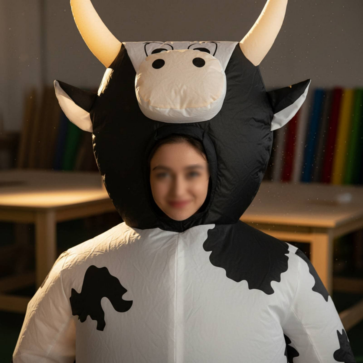 Inflatable Cow Costume Easy to Wear Cow Inflatable Suit Lightweight for Cosplay