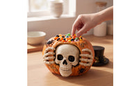 Skull-Faced Candy Jar Spooky Treat Jar Seasonal Container Festive for Entryway