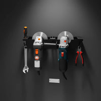 Space Saving Double-Hole Angle Grinder Rack Compact Grinder Wall Mount Bracket Easy Reach Long-Lasting for Workshop, Garage