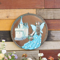 Fairy Castles Wall Plaque Decorative Artisanal Design Round Castles Hanging Decor 3D Relief Garden Fairy Wall Ornament for Living Room, Patio