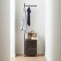 Freestanding Garment Rack with Storage Shelf, Metal Clothes Organizer for Bedroom and Living Room