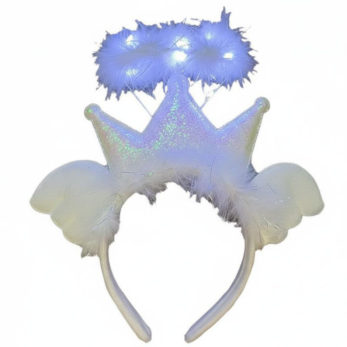 Light-up Celestial Glo Feather Extension Circle Headband Built-in Battery Light-Emitting Crown Celestial Feather Extension