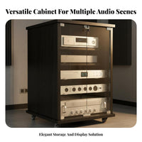 Professional Audio Rack Cabinet Organizer Heavy-duty Casters Lockable Wheels Perforated Panel Glass Door Suitable for Djs KTV Studio Home Theater