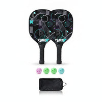 2 Pieces Wrapped Handle Pickleball Paddles with Balls and Bag White Edge Trim Pickleball Paddle Set Pair Sports Equipment Long-Lasting