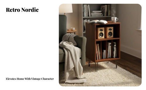 Complimentarystanding Turntable Station with Vinyl Storage unobstructedShelf Design Turntable Station Stable Construction Album Player Stand Cable Management for Music Lovers, Audiophiles, Home Decorators, Entryway, Bedroom