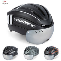 PROMEND Cycling Helmet with Magnetic Visor and USB Rechargeable Warning Light