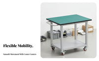 Lockable Wheels Anti-Static Rolling Cart Heavy-Duty Frame Wheeled Inspection Table Multi-Scene Versatility Rolling Work Table Scratch-Resistant Top for Technicians, Factory Workers, Engineers, Laboratoryoratory Oratory, Warehouse, Electronics Repair Shop
