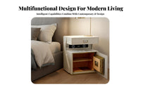 Smart Nightstand with Safe Biometric Lock Smart Bedside Cabinet with Safe Universal Serial Bus Charging Ports Bedroom Furniture for Home, Hotel Room