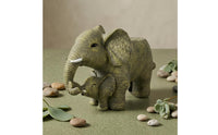 Resin Elephant Planter Carved Detail Outdoor Ornament White Tusks for Patio