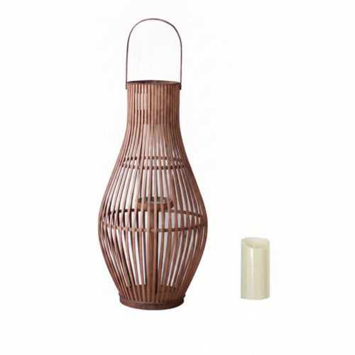 Bamboo Floor Lantern with Handle Decorative for Lobby