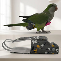Parrot Diaper for Pet Birds, Striped textile avian gear with Bow Tie Straps, Myna Bird Diaper for Outdoor Activities, Washable