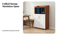 Coffee Bar Cabinet Freestanding Pantry Cabinet Kitchen Baker's Rack Microwave Stand Engineered Wood Structure Suitable for Home Organization Dining Room Entryway