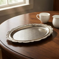 Vintage Silver Tray Reflective Decorative Tray for Serving