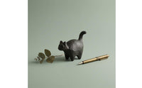 Cast-Iron Cat Paperweight Textured Decor Gift Idea for Desktop, Office