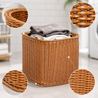 Hotel Guest Room Bathroom Laundry Basket Imitation Rattan Hand-Woven Storage Hamper Bedroom Home Daily Use Storage Basket