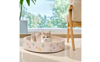 Round Scratcher with Enclosed Base Raised-Rim Cat Scratcher Bed Recyclable Cat Scratch Pad Long-Lasting for Cats, Kittens, Living Room, Apartment