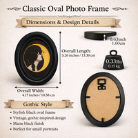 Photo Frame with Vintage Gothic Design for Family Pictures, Lightweight PVC Material Small Picture Ornate Oval Mum Gift