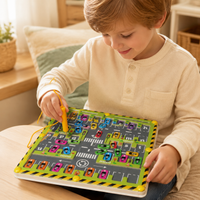Wooden Kids Car Parking Maze Game Early Education Toy Bead Labyrinth Pen Training Puzzle