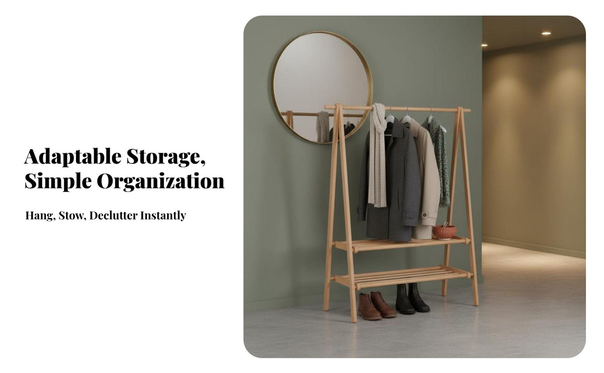 Minimalist Design Freestanding Clothes Rail Multi-Functional A-Frame Clothes Rack Space-Saving Garment Stand Easy Assembly for Apartment Dwellers, Homeowners, Bedroom, Entryway, Hallway, Dorm Room