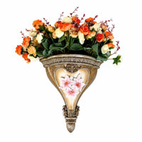 Wall Vase with Floral Relief Embossed Wall Vase Decorative for Entryway