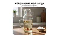 Heat Resistant Retro Glass Water Jug Large Capacity Glass Pitcher with Tumbler Lid Safe Material for Guests, Hosts, Bedroom, Office