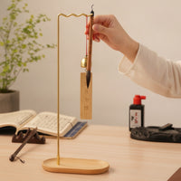 Brush Pen Holder Stand Desktop Brush Hanger with Wood Base Basic Rack for Calligraphers