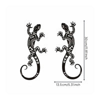 2 Pieces Gecko Wall Decor Outline Design Metal Lizard Wall Art for Outdoor