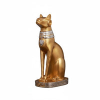Egyptian Feline Figurine Embossed Base Resin Statue Tabletop Display