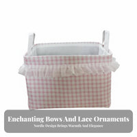 Foldable textile container with Lid Decorative Organizer Box double accessible-toping Zippers