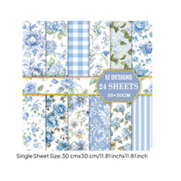 24 Sheets Floral Theme Craft Paper Floral Scrapbook Paper Vivid Prints for Collage