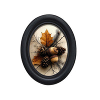 Vintage Oval Frame Wooden Appearance Decor Piece Detailed Carvings
