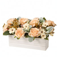 Rose Arrangement with Planter Rectangular Flower Centerpiece Luxuriant