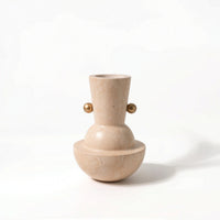 Marble Vase with Metal Accents Minimalist Sculptural Vase Sturdy for Living Room