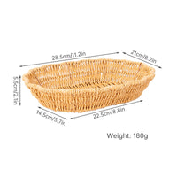 Oval Rattan Basket Natural Finish Serving Tray Low-Height