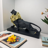 Resin Lion Ornament Business Gift Golden Lion Statue Creative Design for Office