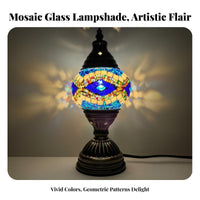 African Table Lamp Romantic Atmosphere African Stained Glass Vintage Influenced Bohemian Design Night Lamp for Bedroom, Living Room
