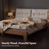 Upholstered Wooden Bed sturdy Wood Construction Upholstered foundation Frame Modern Minimalist and design Bedstead for partners, Adults, Home, Apartment, Hotel