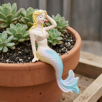 Seated Mermaid Ornament Scaled Tail Resin Mermaid Statue Shell Ornamental Piece Decorative Piece for Miniature Landscape, Aquarium