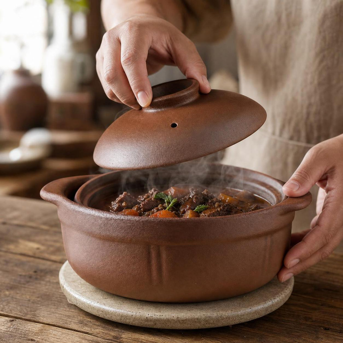 Traditional Clay Pot Casserole Dish for Stewing and Braising, High Temperature Resistant