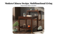Dual-Level Square Table Minimalist Design 2-Tier Square Table Multi-Functional Sturdy and Long-Lasting for Interior Decorators