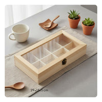 Wooden Storage Box with Clear Lid Vintage Design Latch for Dresser Top, Crafters